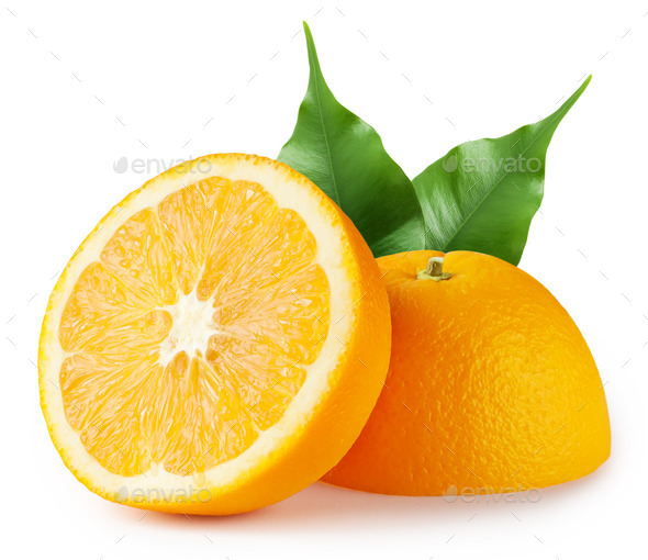 Juicy tropical orange with leaves (Misc) Photo Download