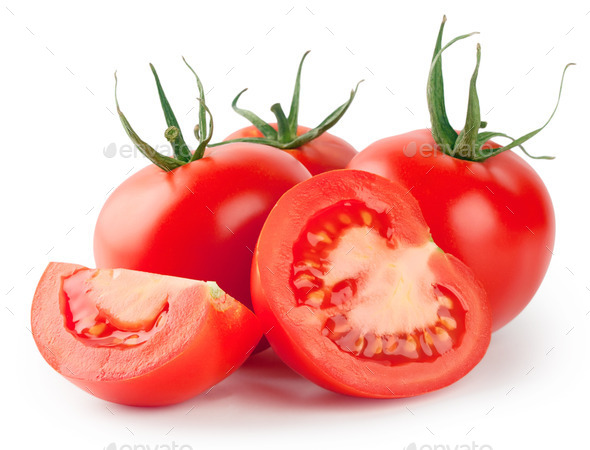 Whole and sliced red tomatoes (Misc) Photo Download