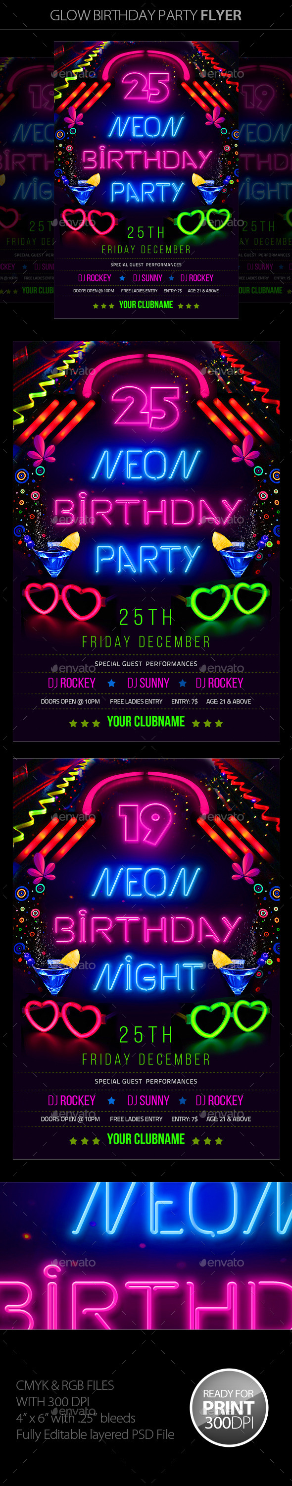 GraphicRiver Neon Birthday Party Flyer 11000048 GraphicRiver Neon Birthday Party Flyer 11000048