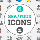 Great 21+21 Vector Sea/Food Icons Set
