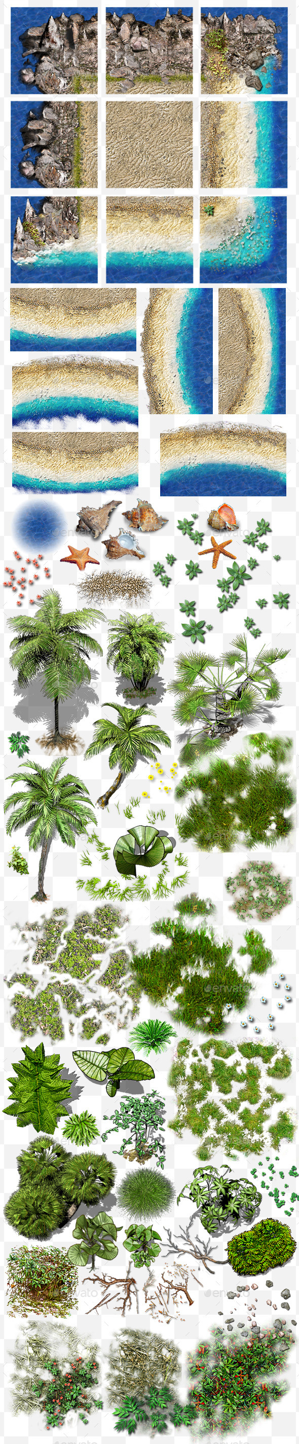 GraphicRiver Jungle coast tile set and decals 11003170 GraphicRiver Jungle coast tile set and decals 11003170