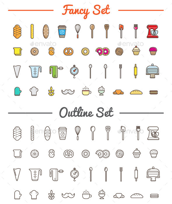 GraphicRiver Great 37&37 Vector Bakery Pastry Icons Set 11003550 GraphicRiver Great 37&37 Vector Bakery Pastry Icons Set 11003550