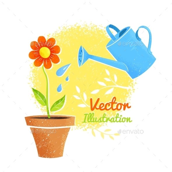 Flower and Watering Can (Seasons)