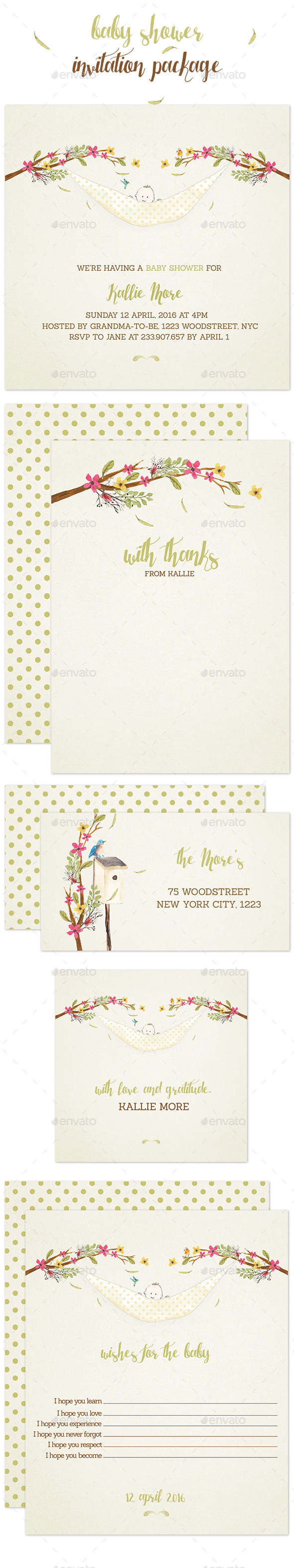 GraphicRiver Baby Shower Invitation Package 11006475 GraphicRiver Baby Shower Invitation Package 11006475