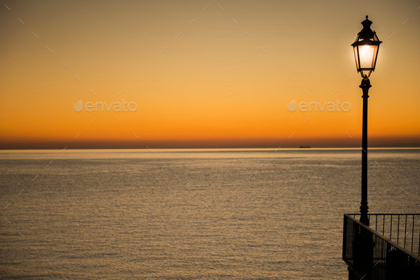 Illuminated street lamp during the sunset (Misc) Photo Download