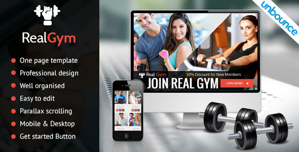 ThemeForest RealGym Unbounce Health Fitness Landing Page 11007480 ThemeForest RealGym Unbounce Health Fitness Landing Page 11007480