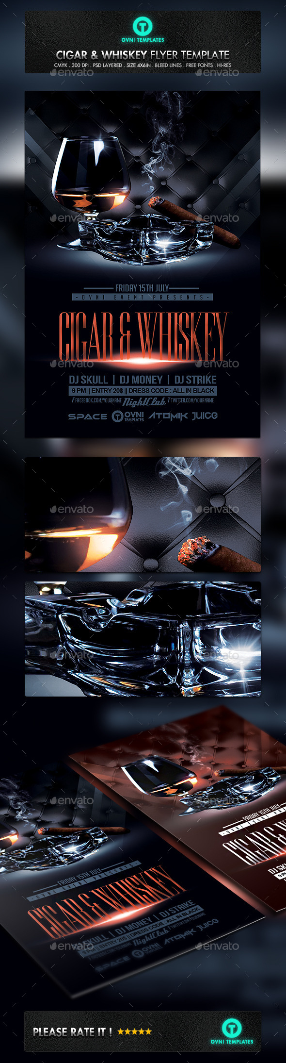 GraphicRiver Cigar And Whiskey Flyer Template 11010257 GraphicRiver Cigar And Whiskey Flyer Template 11010257