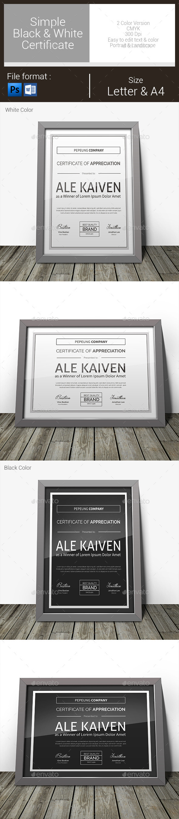 GraphicRiver Simple Black & White Certificate 11011366 GraphicRiver Simple Black & White Certificate 11011366