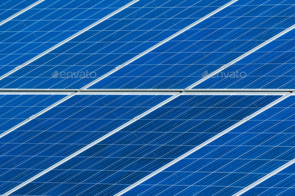 Solar panels grid close up
