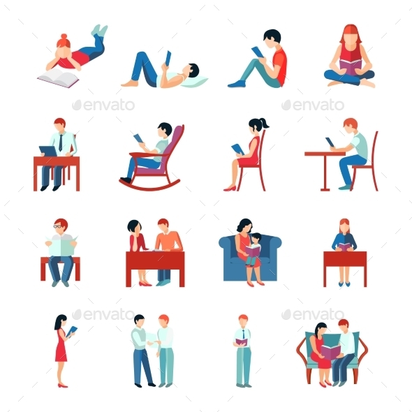 Stock Vector - GraphicRiver Reading People Set 11011520 » Dondrup.com