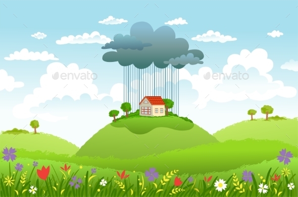 GraphicRiver Rain Over One House 11016130 GraphicRiver Rain Over One House 11016130