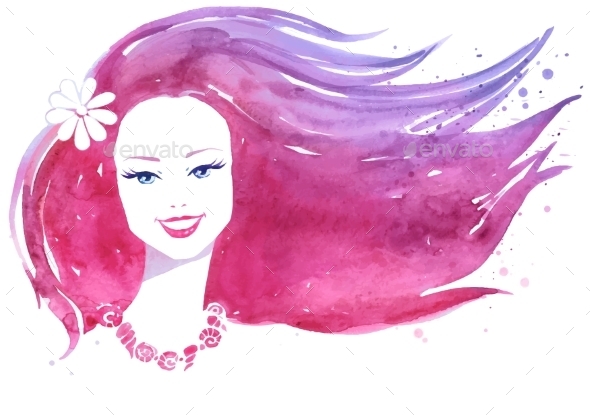 GraphicRiver Watercolor Woman 11016172 GraphicRiver Watercolor Woman 11016172