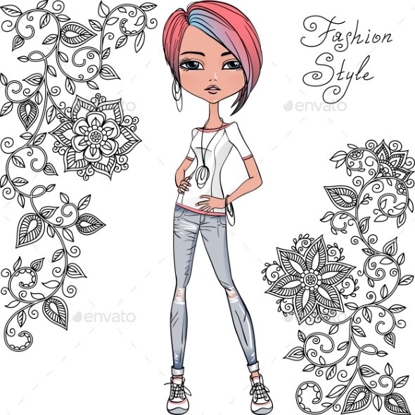 GraphicRiver Fashion Hipster Girl 11016181 GraphicRiver Fashion Hipster Girl 11016181