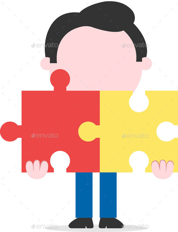 Businessman holding puzzle pieces (Misc) Photo Download