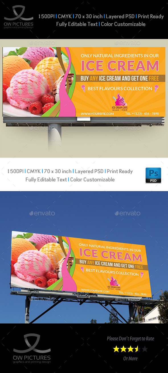 Ice Cream Billboard Template Vol.3 (Signage)