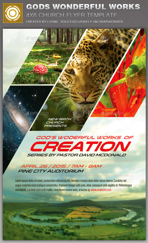 God's Wonderful Works Church Flyer Template (Church)