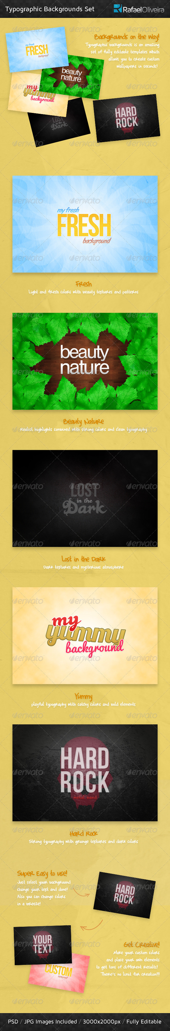Typographic Backgrounds Set - Backgrounds Graphics