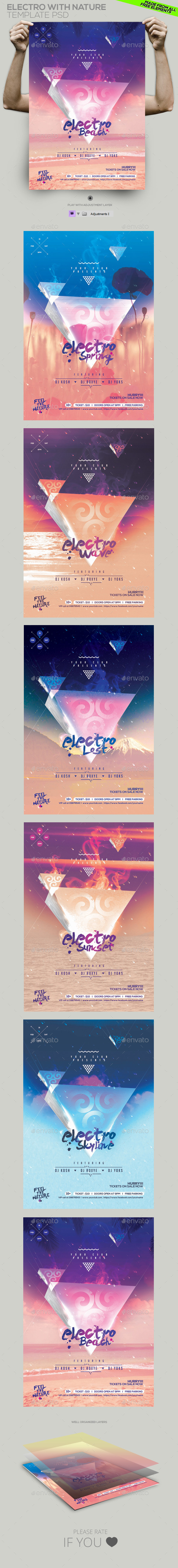 Electro by Nature Party Template Flyer/ Poster (Clubs & Parties)