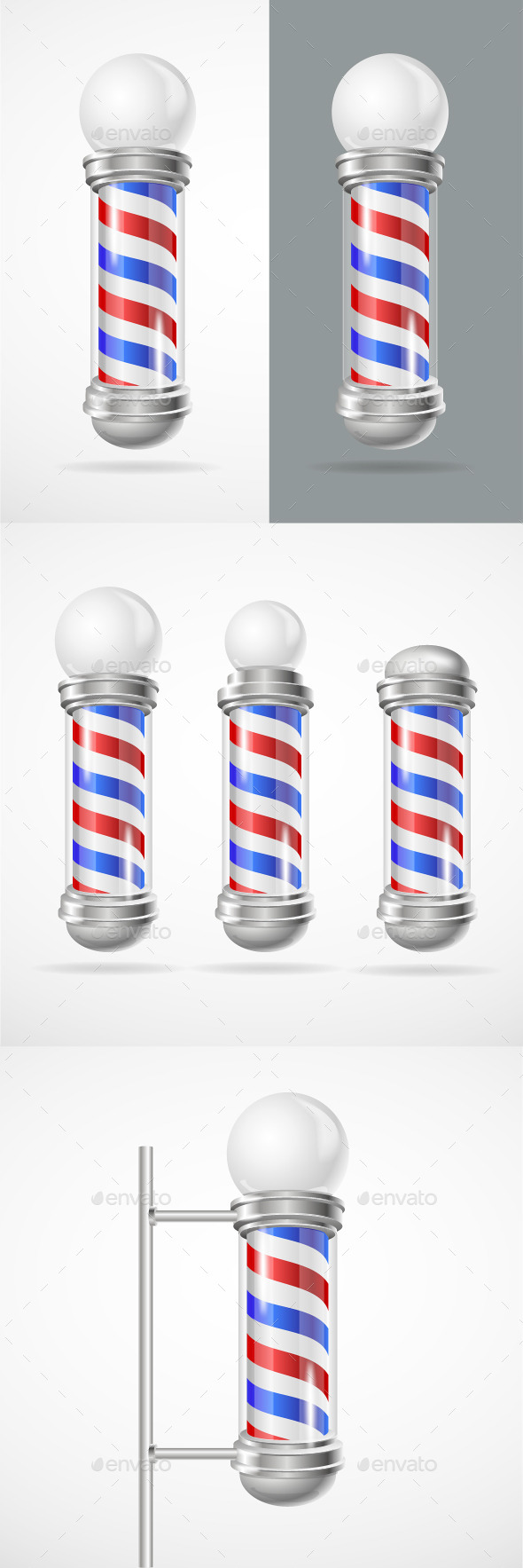 GraphicRiver Barber Shop Pole Set 11020477 GraphicRiver Barber Shop Pole Set 11020477