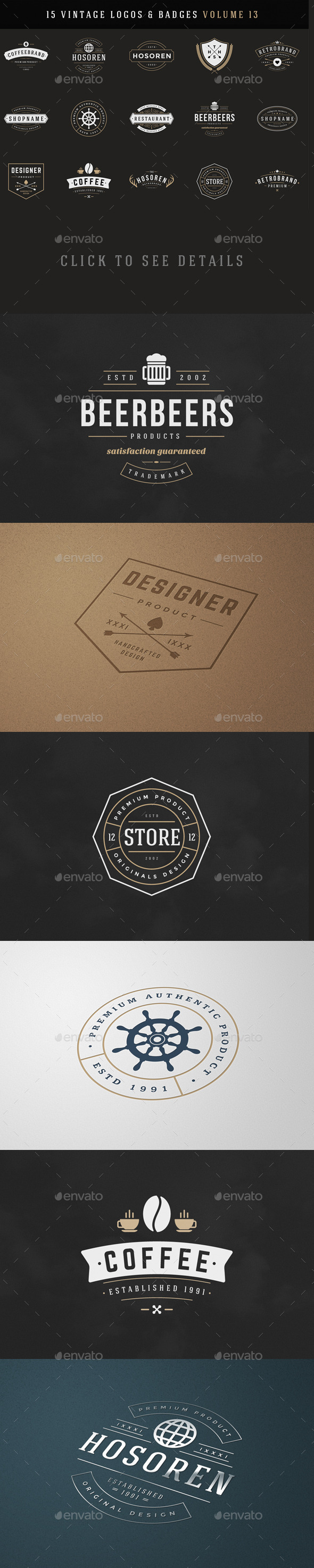GraphicRiver 15 Retro Vintage Logotypes or Badges 11021400 GraphicRiver 15 Retro Vintage Logotypes or Badges 11021400