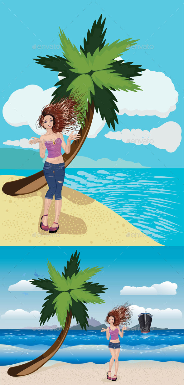 GraphicRiver Girl on a Sunny Beach 11022177 GraphicRiver Girl on a Sunny Beach 11022177