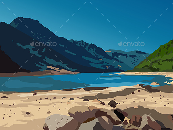 GraphicRiver Mountains and Lake 11022276 GraphicRiver Mountains and Lake 11022276