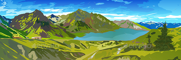 GraphicRiver Mountains and Lake 11022300 GraphicRiver Mountains and Lake 11022300