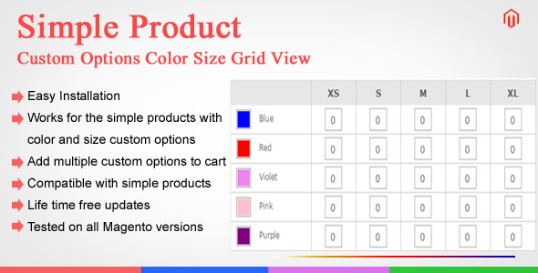 CodeCanyon Magento Custom Options Color Size Grid View 11022872 CodeCanyon Magento Custom Options Color Size Grid View 11022872