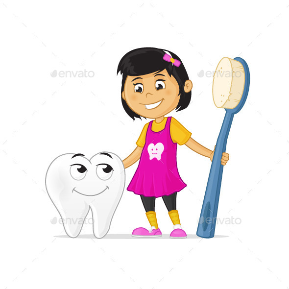 GraphicRiver Little Girl with Tooth Character and Toothbrush 11023962 GraphicRiver Little Girl with Tooth Character and Toothbrush 11023962