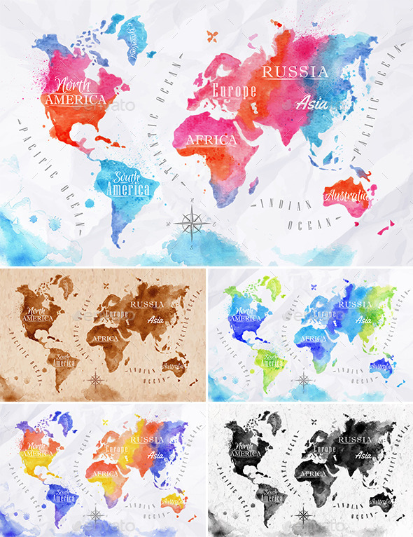 GraphicRiver Watercolor World Map 11024780 GraphicRiver Watercolor World Map 11024780