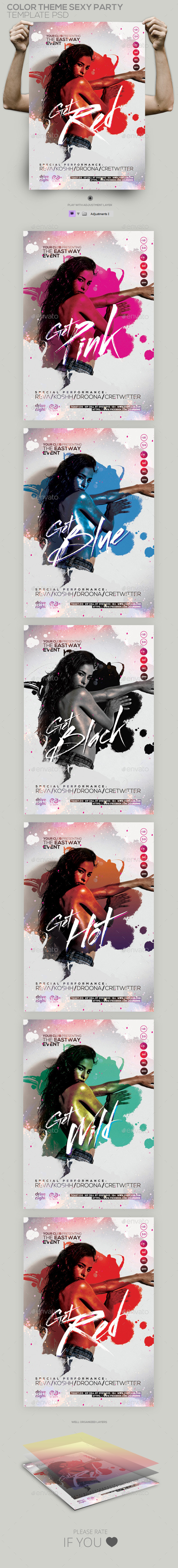 Color Theme Sexy Party PSD Template (Clubs & Parties)