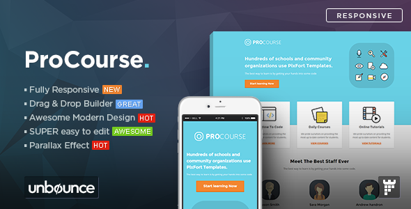 ProCourse - Unbounce eCourse Landing Page Template