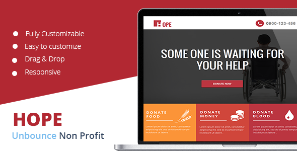 Hope - Non Profit Unbounce Landing page