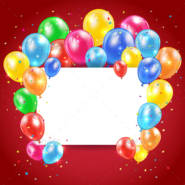 GraphicRiver Balloons and Card on Red Background 11026680 GraphicRiver Balloons and Card on Red Background 11026680