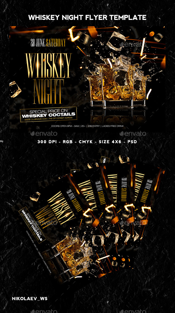 Whiskey Night Flyer (Clubs & Parties)