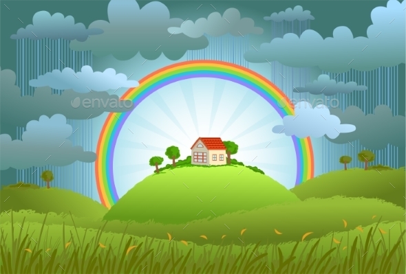 GraphicRiver Rainbow Landscape 11029995 GraphicRiver Rainbow Landscape 11029995