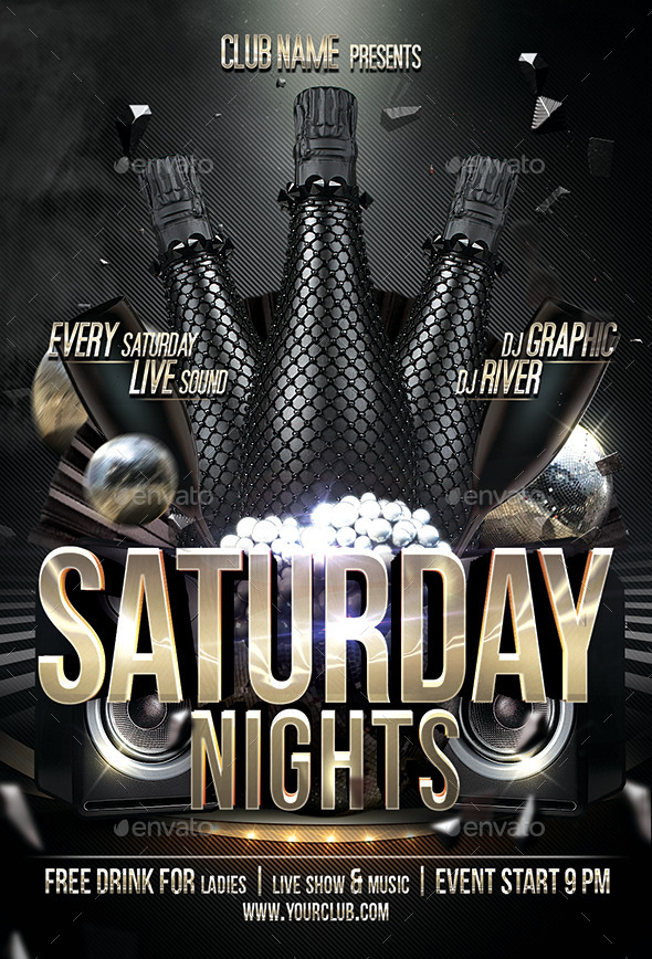 "Saturday Night" Flyer print template by Ju_Maj | GraphicRiver