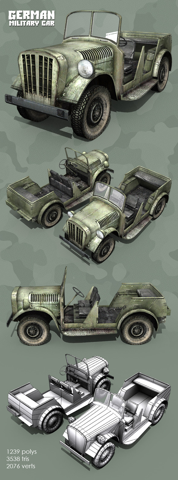 3DOcean German WWII Military Car 11030754 3DOcean German WWII Military Car 11030754