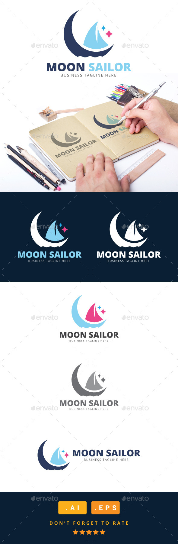 GraphicRiver Moon Sailor Logo 11031103 GraphicRiver Moon Sailor Logo 11031103