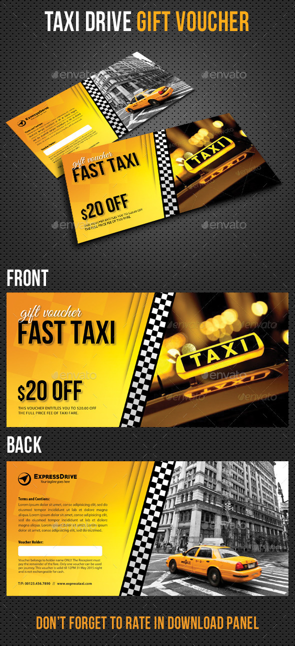 Taxi Drive Gift Voucher V01 (Cards & Invites)