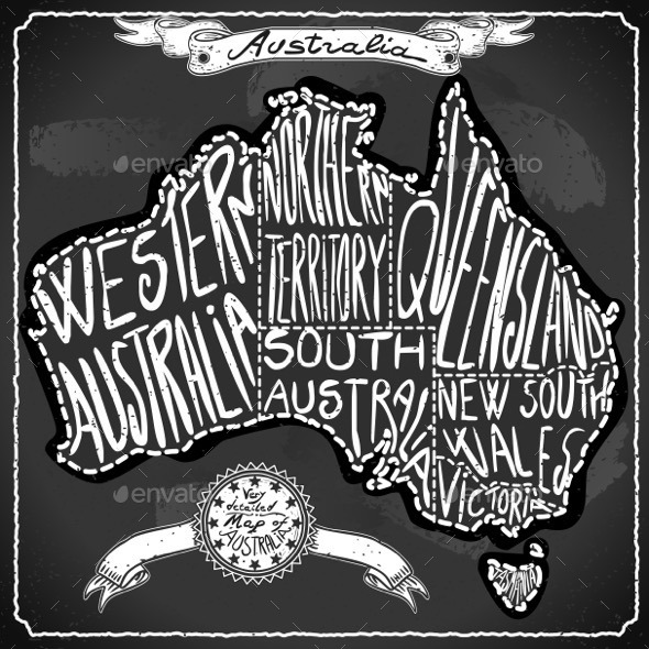 GraphicRiver Australia Map on Vintage Handwriting BlackBoard 11031545 GraphicRiver Australia Map on Vintage Handwriting BlackBoard 11031545