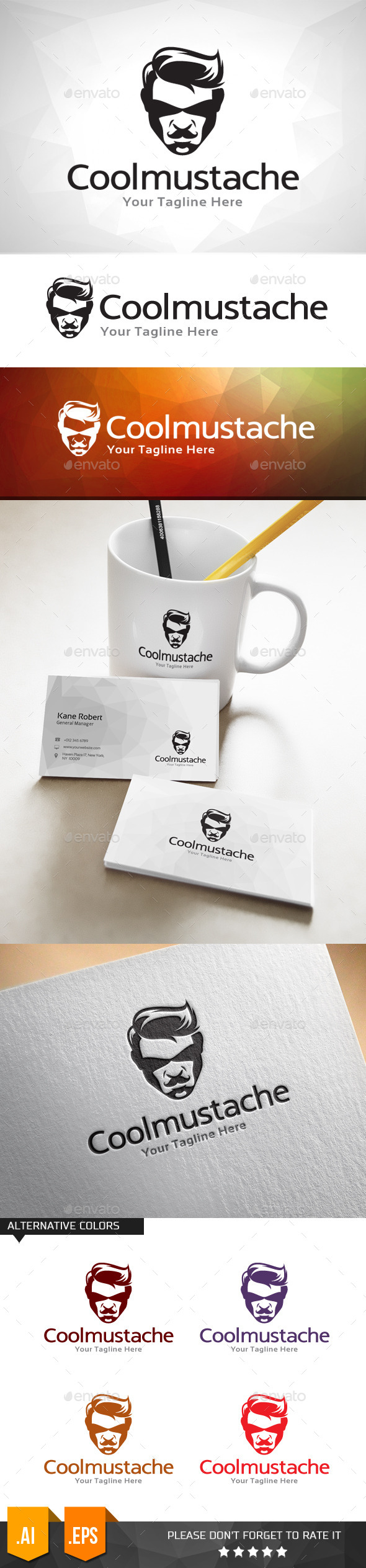 GraphicRiver Cool Mustache Logo Template 11031659 GraphicRiver Cool Mustache Logo Template 11031659