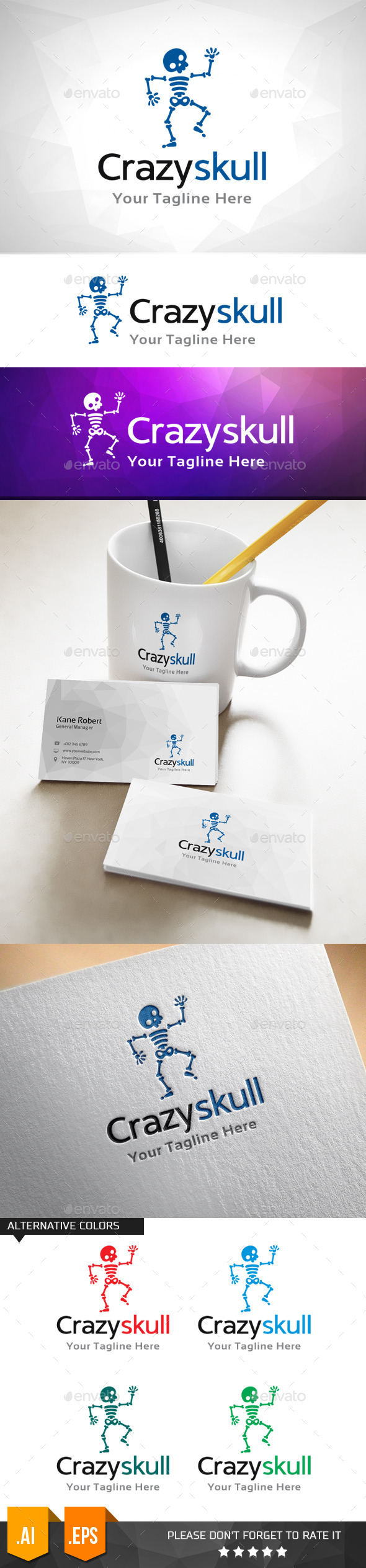 GraphicRiver Crazy Skull Logo Template 11031686 GraphicRiver Crazy Skull Logo Template 11031686