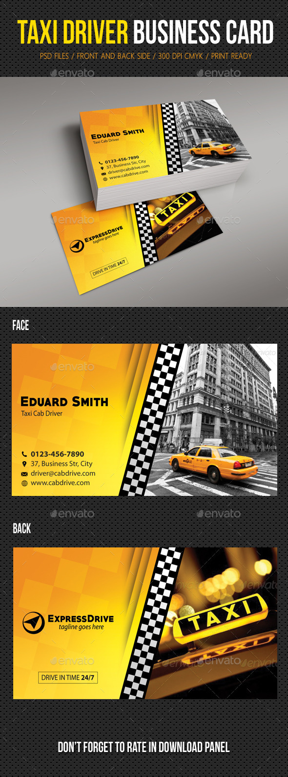 Taxi Driver Cab Business Card (Industry Specific)