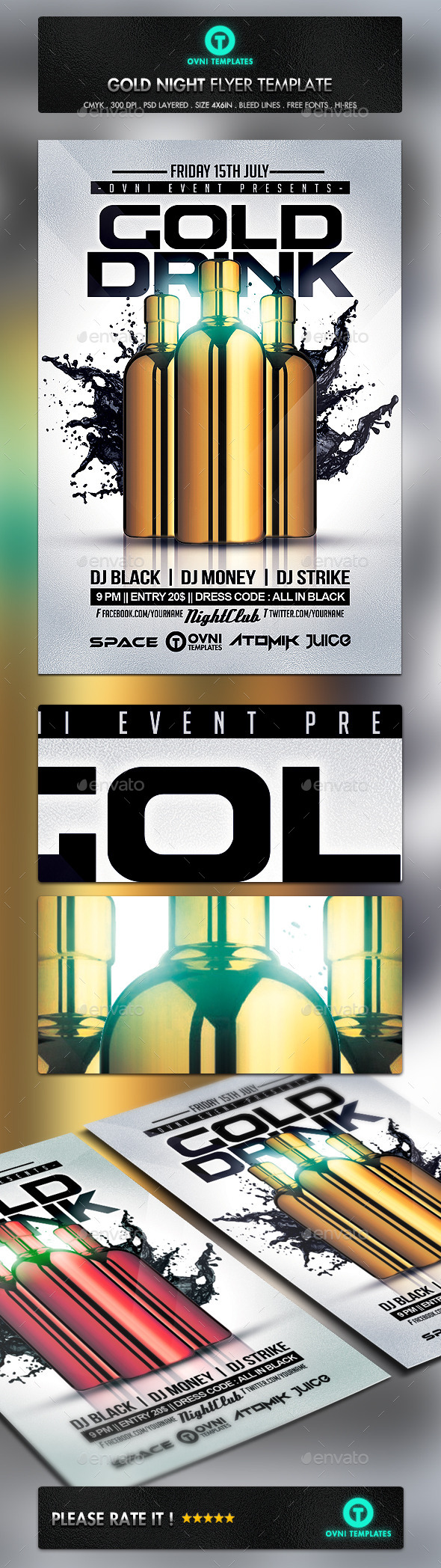 GraphicRiver Gold Drink Flyer Template 11033277 GraphicRiver Gold Drink Flyer Template 11033277