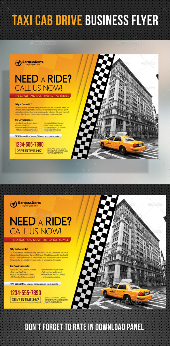 GraphicRiver Taxi Cab Drive Business Flyer 11033395 GraphicRiver Taxi Cab Drive Business Flyer 11033395