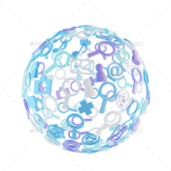 Blue ball made of social network icons (Misc) Photo Download