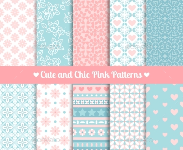 GraphicRiver Pink and Blue Patterns 11035014