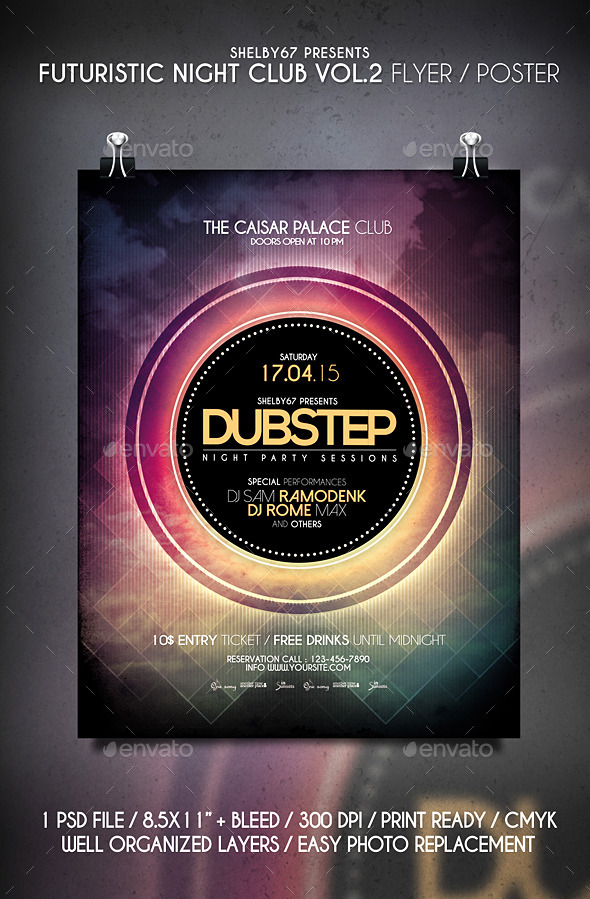 Futuristic Night Club Flyer / Poster Vol 2 (Clubs & Parties)