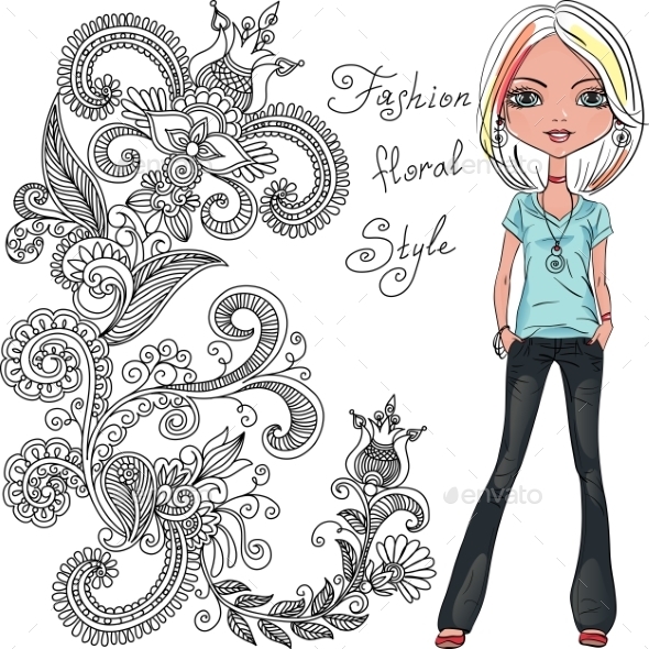 GraphicRiver Fashion Hipster Girl 11036586 GraphicRiver Fashion Hipster Girl 11036586